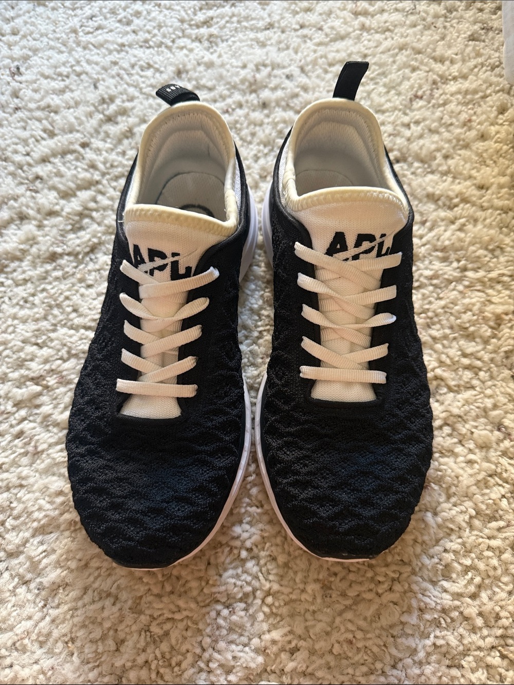 APL TechLoom Knit Low-Top Sneakers in Black and White